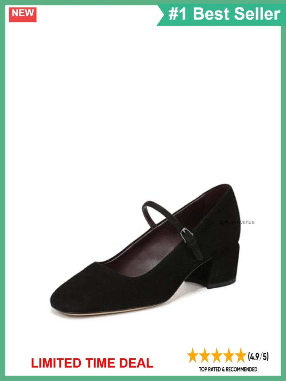 Mary Jane Pump Square Toe Block Heel Buckle Faux Patent Leather Dress Shoe